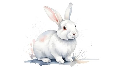 Fototapeta premium Adorable Watercolor White Rabbit