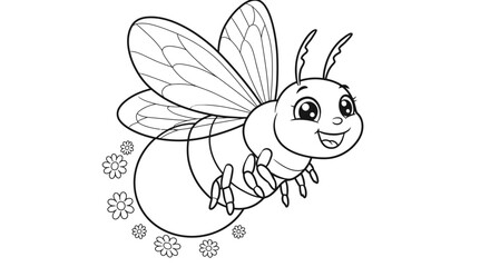Dancing Firefly Cartoon Coloring Page Whimsical Insect Art for Young Kids Creativity