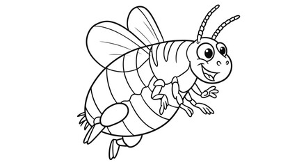 Obraz premium Dancing Flea Cartoon Coloring Page Playful Insect Illustration for Young Children
