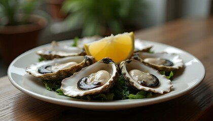 Fresh oysters on a plate