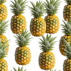 Obraz premium Seamless Pattern of Fresh Pineapples on White Background