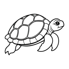 Simple Line Drawing of a Smiling Turtle for Coloring