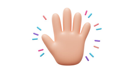 Isolated Cartoon Hand Waving with Colorful Sparkles for Greetings