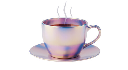 Isolated Tea Cup and Saucer with Steam