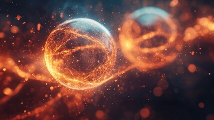 Abstract spheres of fire and ice