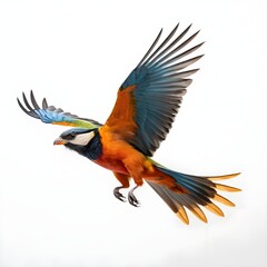 Fototapeta premium Colorful Bird in Flight, Isolated on White