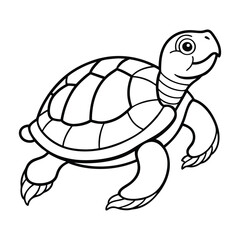 Simple Line Drawing of a Smiling Turtle for Coloring