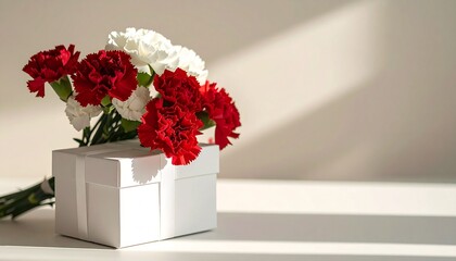 清楚なギフトとカーネーションの母の日イメージ