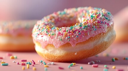 Pink frosted donut with sprinkles