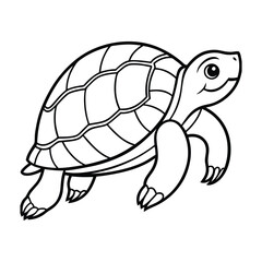 Simple Line Drawing of a Smiling Turtle for Coloring
