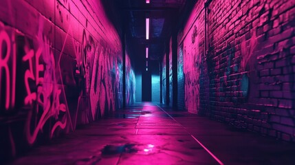 Fototapeta premium A neon street-style frame with graffiti textures, bold typography, and urban aesthetics