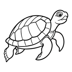 Simple Line Drawing of a Smiling Turtle for Coloring