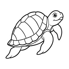 Simple Line Drawing of a Smiling Turtle for Coloring