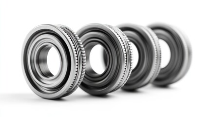 Four metallic bearings in a row