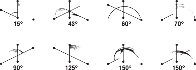Set of Eight Abstract Angle Illustrations with Degree Markers