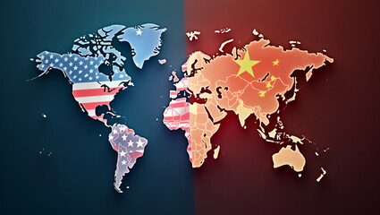 Evaluating US-China Economic Rivalry: Trade Volumes, Tariffs, and Investment Flows Amid Geopolitical Shifts - Stock Photo Concept with Left Space for Text