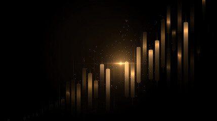 Golden lines rising abstract background