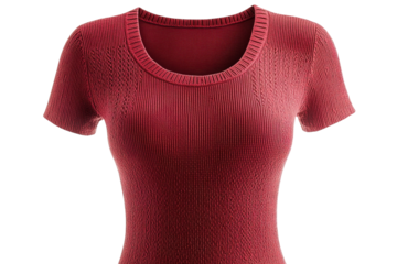 Stylish maroon ribbed short sleeve fitted top soft texture perfect for casual or smart looks
