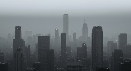 Obraz premium New York City Skyline in Fog - Photo