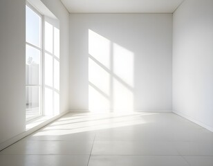 Obraz premium Sunlight Streaming into Minimalist White Room