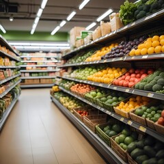 Fototapeta premium Fresh Produce Aisle in Supermarket