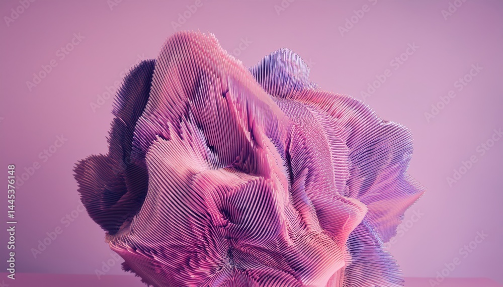 Poster abstract pink purple textured lines sculpture design for web branding print media