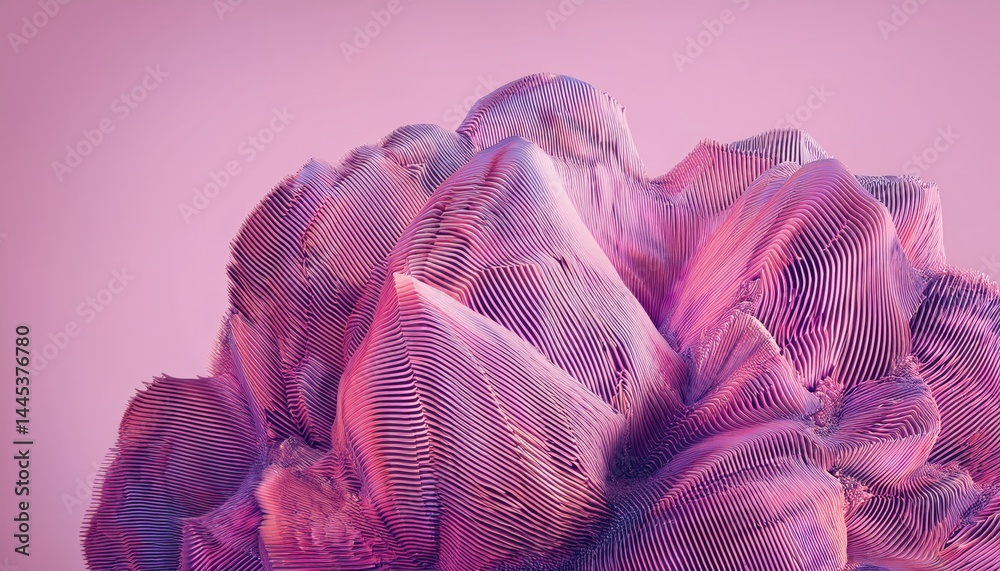 Poster abstract pink purple textured lines sculpture design for web branding print media