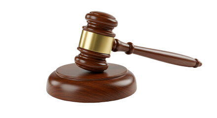 Isolated Wooden Gavel and Sounding Block for Auction