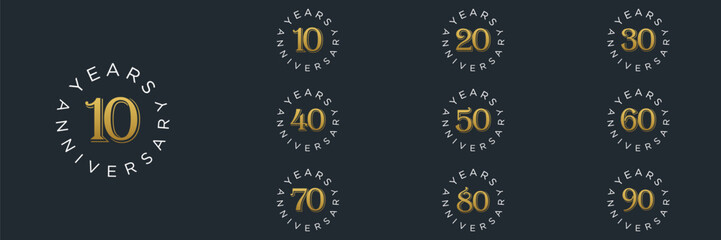 Anniversary gold logo set vector design