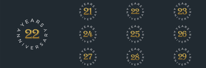 Anniversary gold logo set vector design