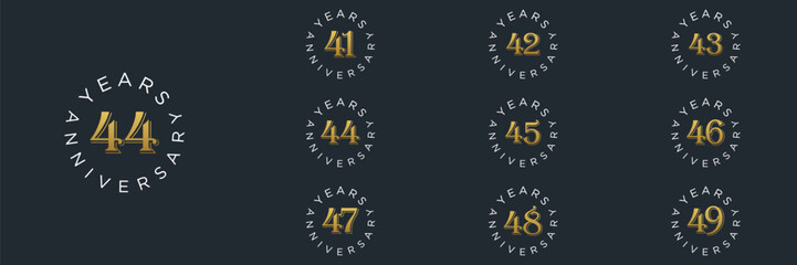 Anniversary gold logo set vector design