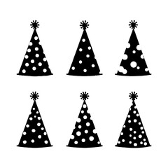 Party Hats with Pom Poms Silhouette