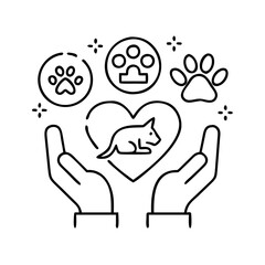 animal care icon, animal care line art - simple line art of animal care, perfect for animal care logos and icons