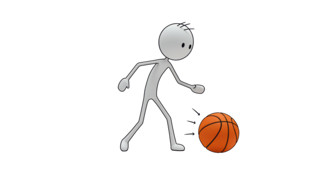 Isolated Stick Figure Playing Basketball Dribbling