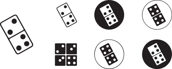 Domino Tile Icons Set Various Styles and Orientations