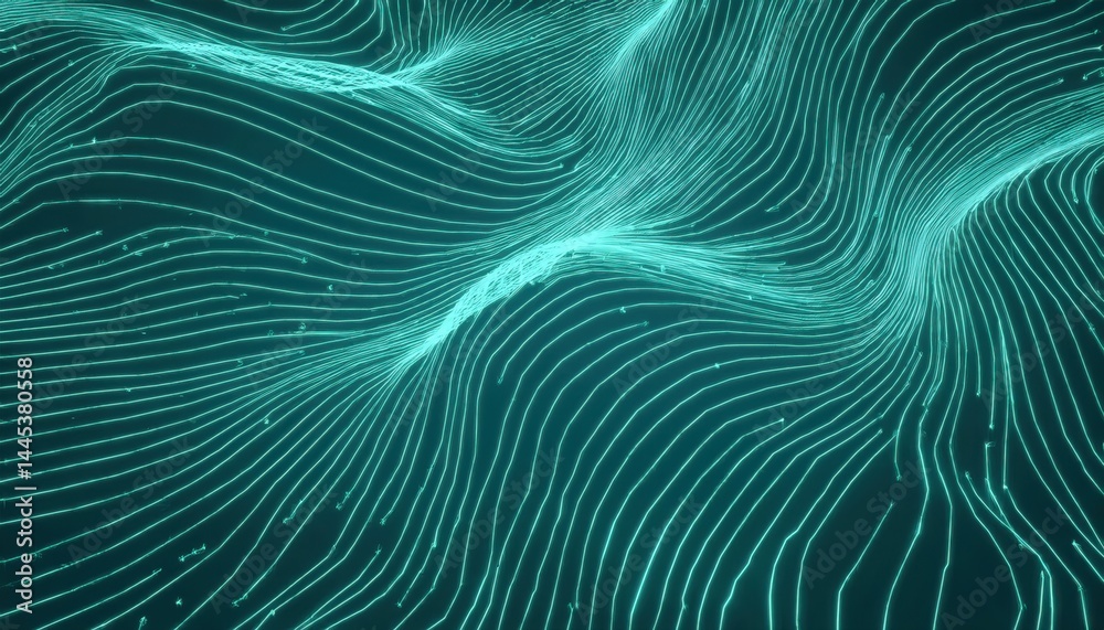 Poster  abstract vector grid lines flowing in digital space for web design, technology, and branding