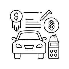 auto loan icon, auto loan line art - simple line art of auto loan, perfect for auto loan logos and icons