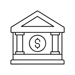 bank icon, bank line art - simple line art of bank, perfect for bank logos and icons