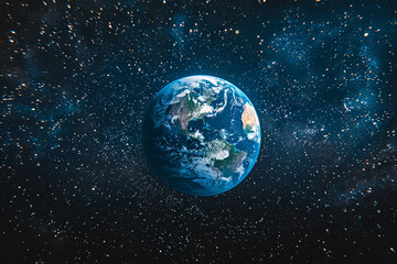 Obraz premium Beautiful image of Earth floating in vibrant vastness of space, showcasing its importance as beautiful precious blue sanctuary that must be protected with urgency and care 