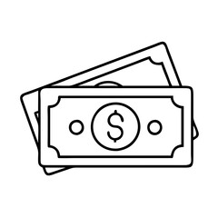 banknote icon, banknote line art - simple line art of banknote, perfect for banknote logos and icons