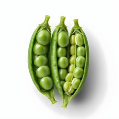 Three Open Pea Pods with Peas