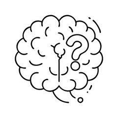 brain with question mark icon, brain with question mark line art - simple line art of brain with question mark, perfect for brain with question mark logos and icons