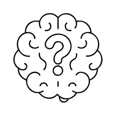 brain with question mark icon, brain with question mark line art - simple line art of brain with question mark, perfect for brain with question mark logos and icons