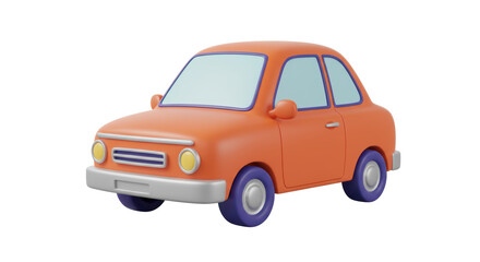 Isolated Orange Cartoon Car Compact Vehicle