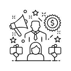campaign icon, campaign line art - simple line art of campaign, perfect for campaign logos and icons