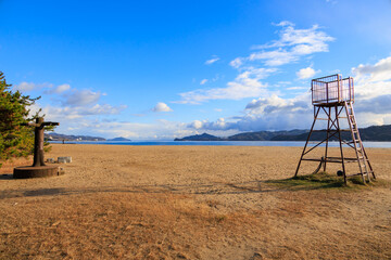 早朝の天橋立海水浴場からの景色