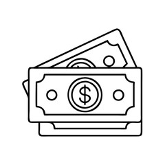 cash icon, cash line art - simple line art of cash, perfect for cash logos and icons