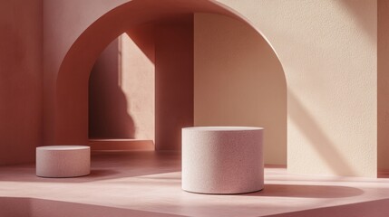 Minimalist Pink Beige Textured Arch Product Display