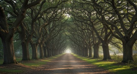 Obraz premium Tree-lined path, tunnel of trees, photo