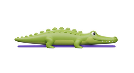 Naklejka premium Isolated Cartoon Crocodile Floating on Surfboard